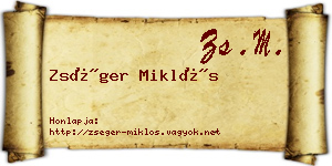 Zséger Miklós névjegykártya